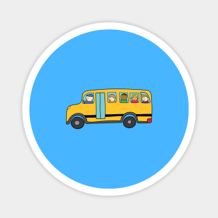 cute yellow schoolbus with happy children Magnet